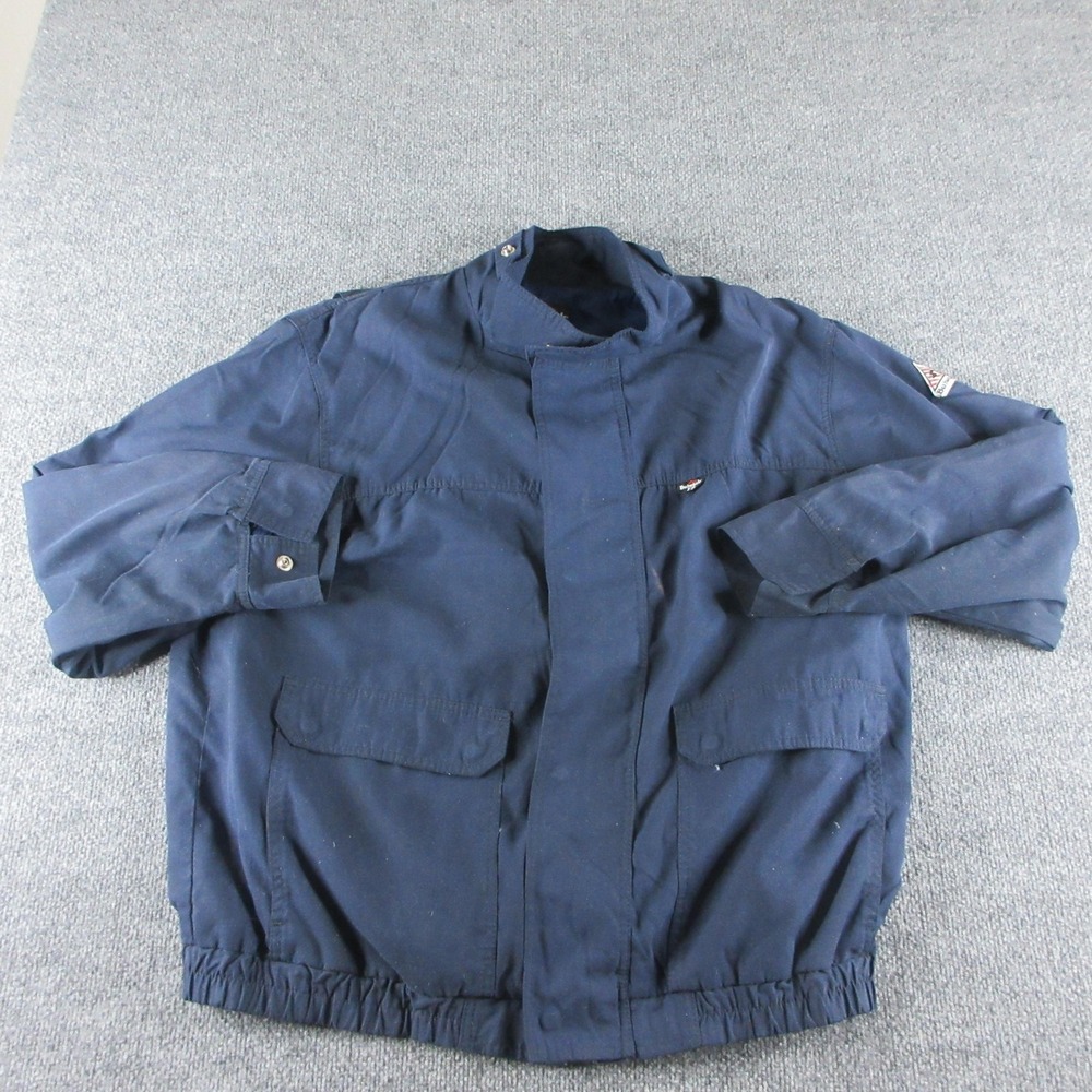 Bulwark FR Jacket Mens XL Blue Canvas Bomber Lined Flame‎ Resistant Workwear